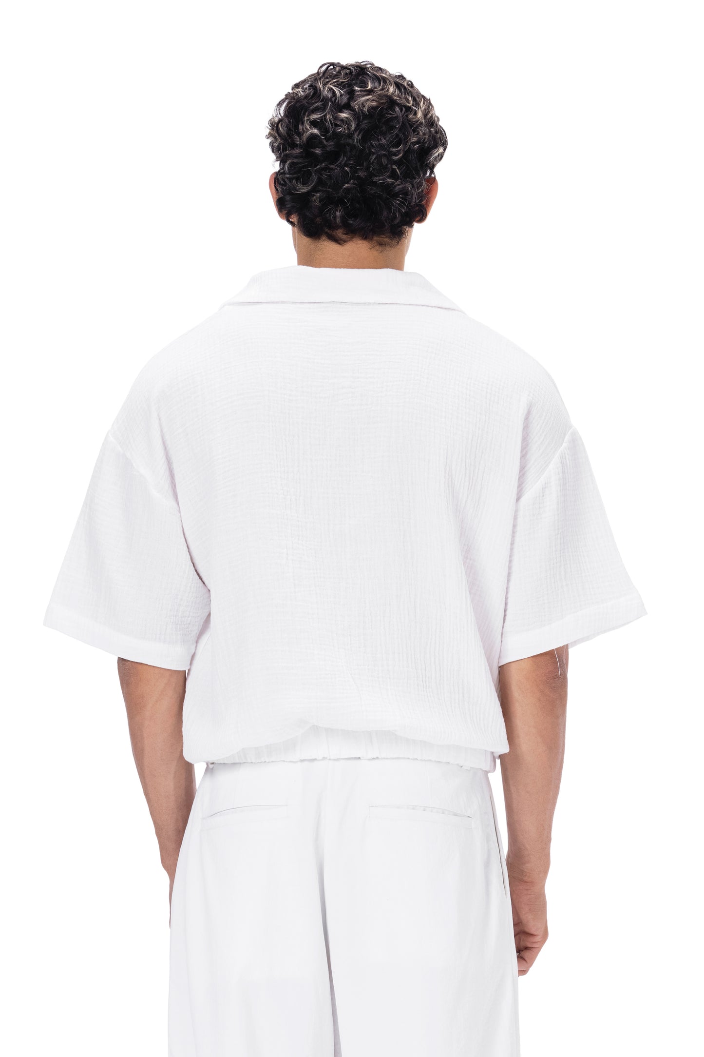 CRINKLE POLO NECK SHIRT