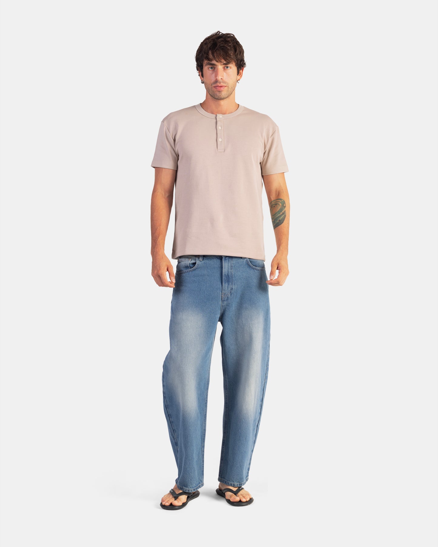 Cropped Balloon Denim