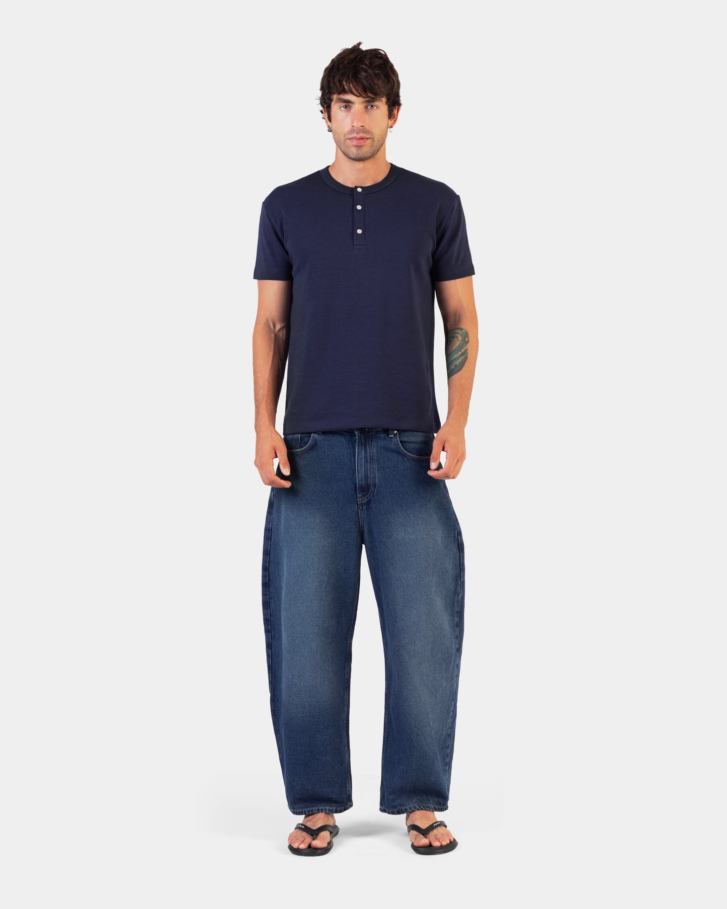 Cropped Balloon Denim