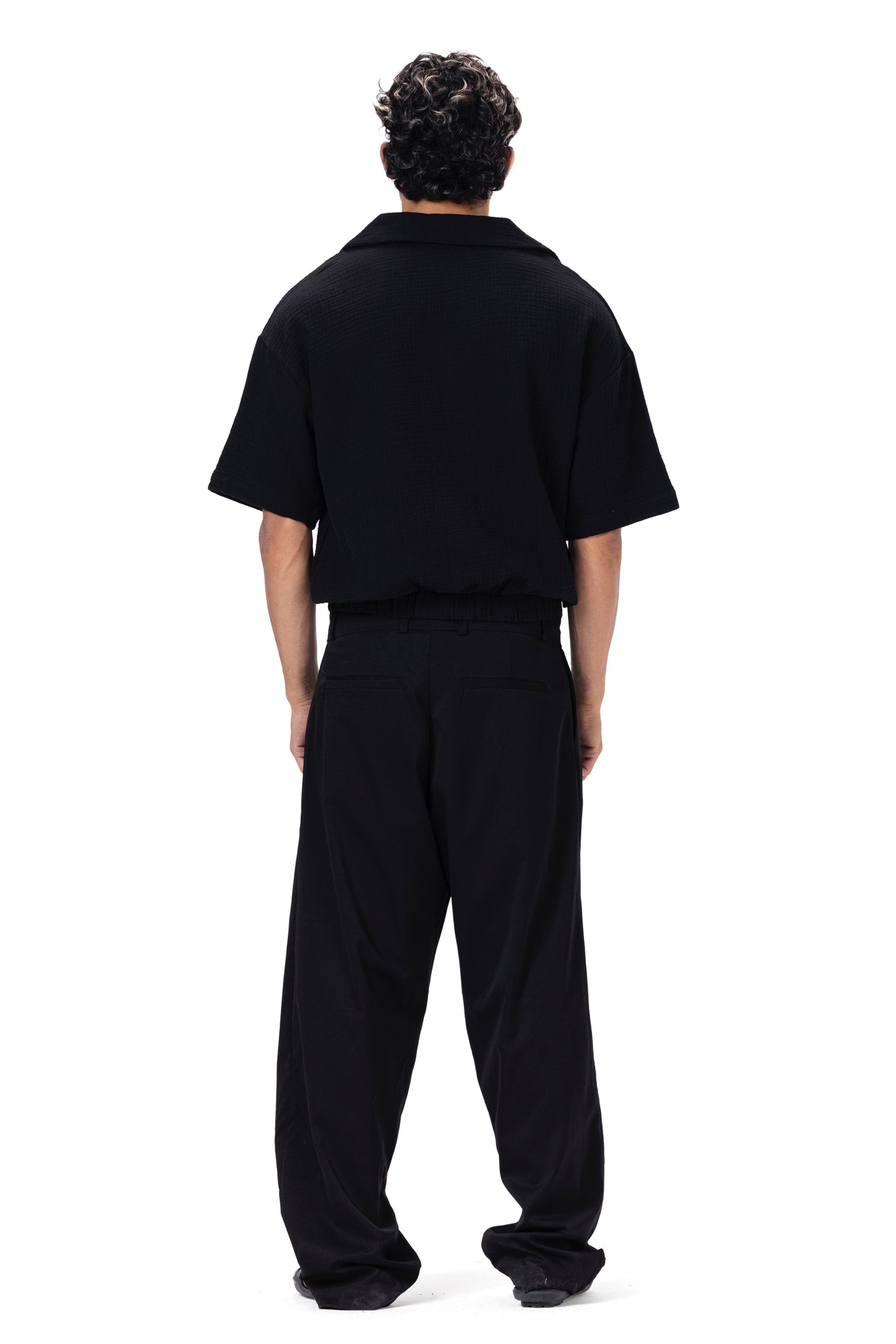 CRINKLE POLO NECK SHIRT
