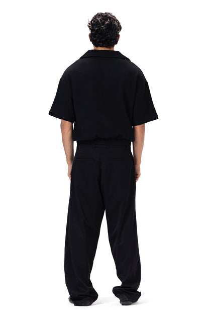CRINKLE POLO NECK SHIRT