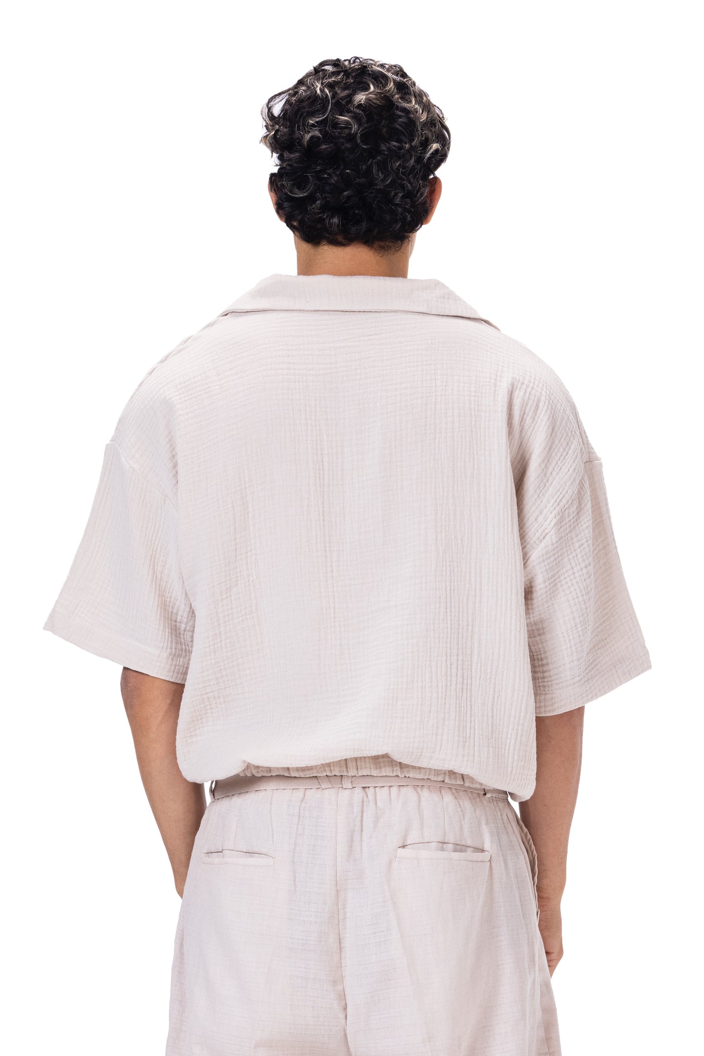 CRINKLE POLO NECK SHIRT