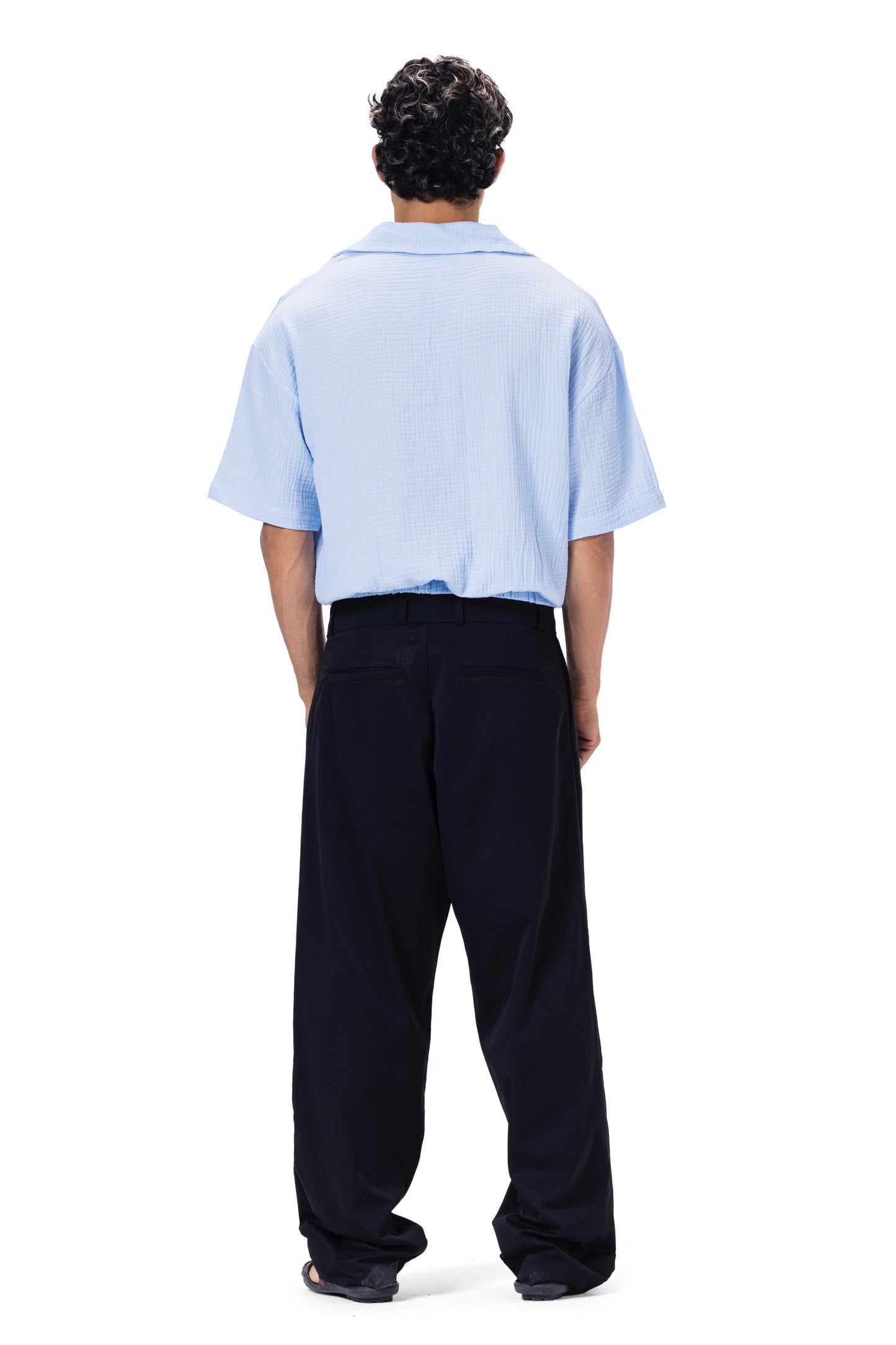 CRINKLE POLO NECK SHIRT