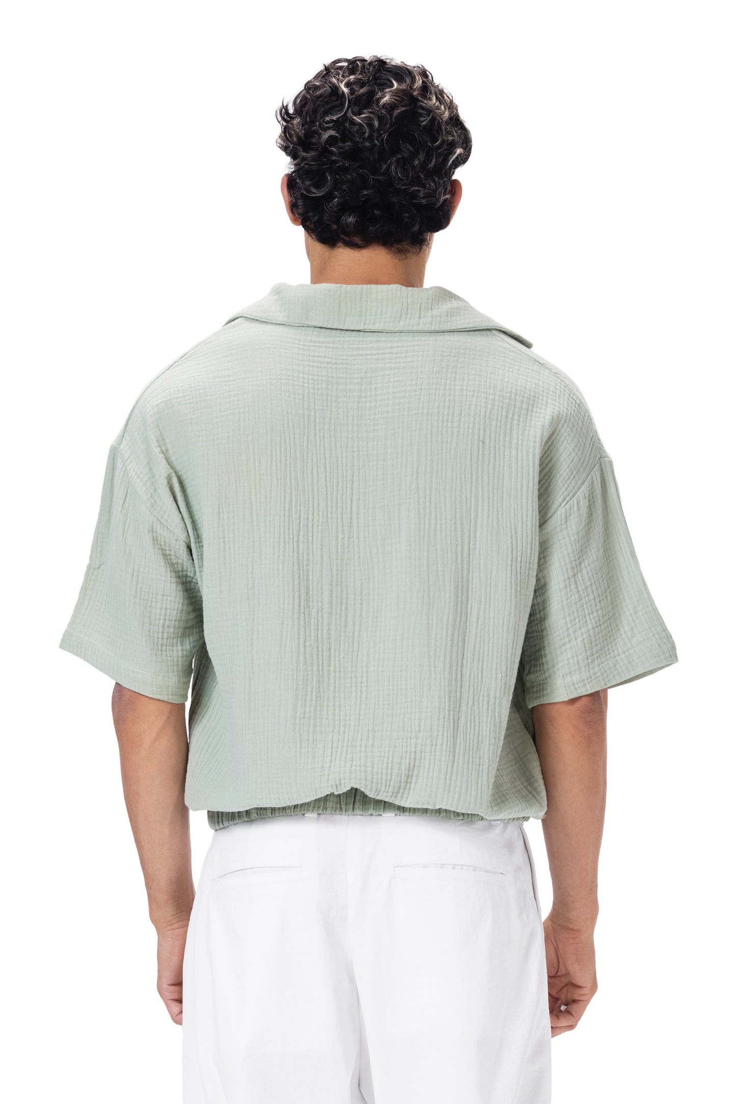 CRINKLE POLO NECK SHIRT